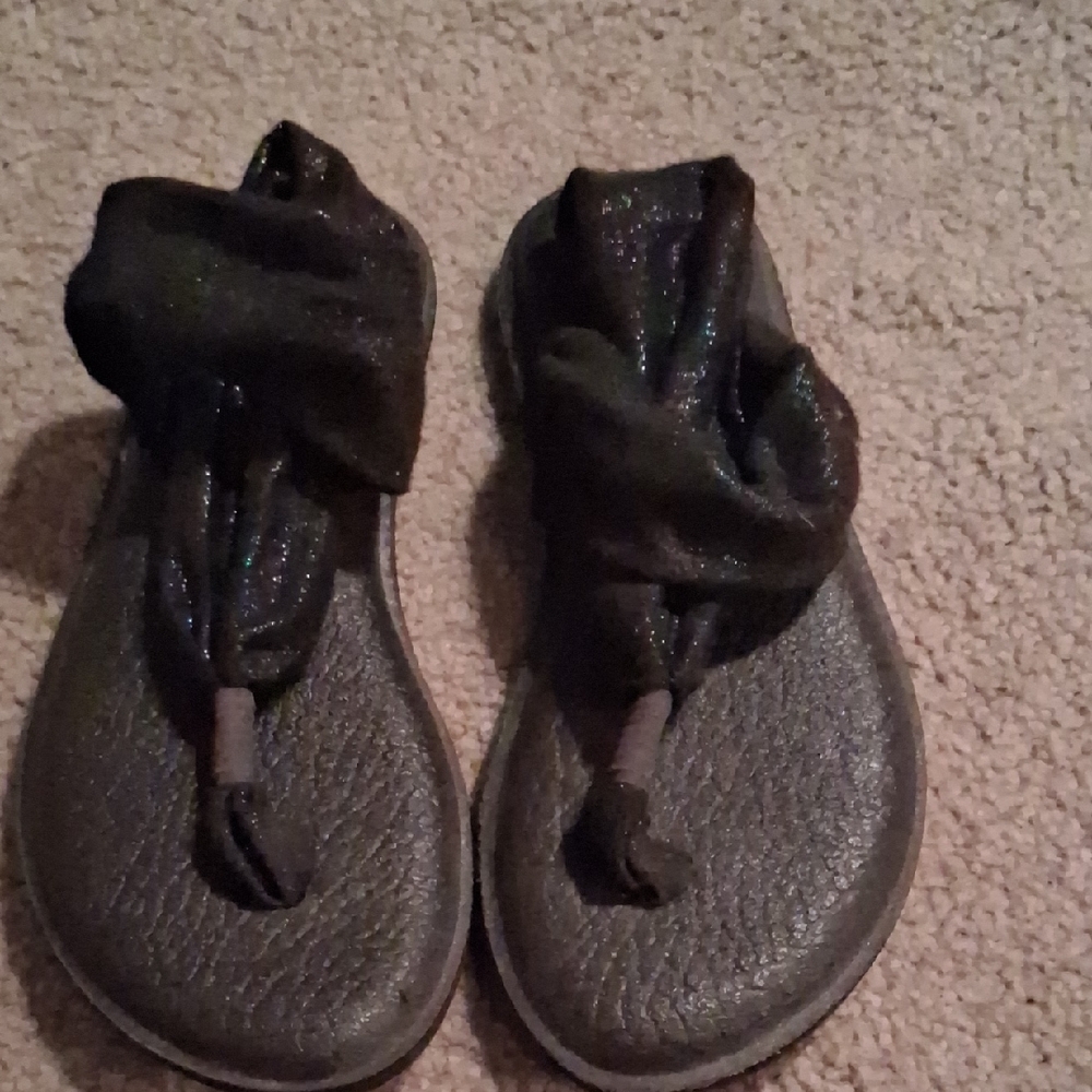 Sanuk Brown Sandals with Soft Fabric Straps and Slip-On Design